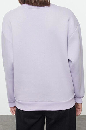 Bisiklet Yaka Standart Kol Animal Nakışlı Normal Kalıp Kalın İçi Polarlı Örme Sweatshirt