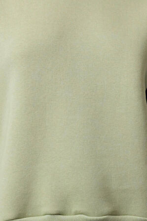 Regular Bisiklet Yaka Düşük Kol Regular Kalın İçi Polarlı Normal Kalıp Basic Örme Sweatshirt