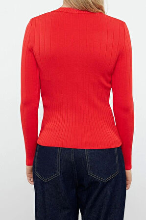 Stil Modern Kadın Regular Standart Kol Bisiklet Yaka Basic Triko Kazak