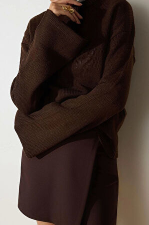 Stil Modern Kadın Regular Standart Kol Bisiklet Yaka Geniş Kalıp Triko Kazak