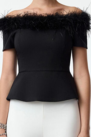 Stil Kadın Otrişli Bluz Regular Dokuma Fitted Kalıp