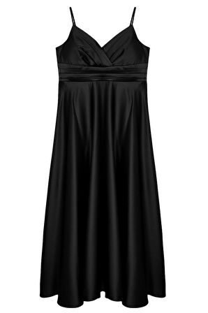 Moda Fitted Kalp Yaka Maxi Büyük Beden Askılı Uzun Dokuma Abiye Gece Mezuniyet Nişan Elbise