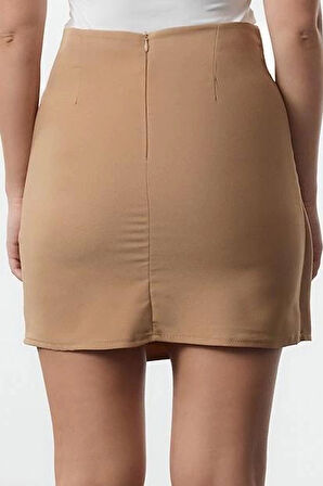 Modern Tarz Astarsız Dokuma Mini Boy Kruvaze Kapama Mini Boy Dokuma Etek