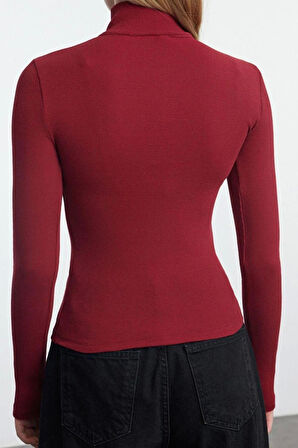 Stil Kadın Fitted vücuda Oturan Esnek Bluz Regular Örme Slim Kalıp