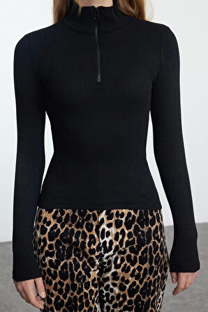 Stil Kadın Fitted vücuda Oturan Esnek Bluz Regular Örme Slim Kalıp