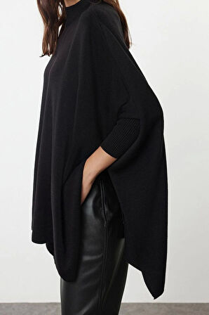 Stil Modern Kadın Regular Standart Kol Bisiklet Yaka Geniş Kalıp Dik Yaka Triko Kazak