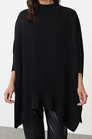 Stil Modern Kadın Regular Standart Kol Bisiklet Yaka Geniş Kalıp Dik Yaka Triko Kazak