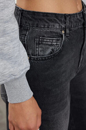 Stil Kadın Moda Denim Kot Pantolon Uzun Geniş Paça Yüksek Bel Ekstra Palazzo Jeans