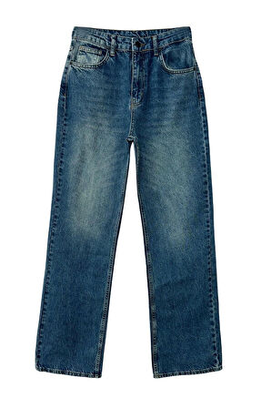 Stil Kadın Moda Denim Kot Pantolon Uzun Geniş Paça Mavi Soluk Vintage Yüksek Bel Jeans