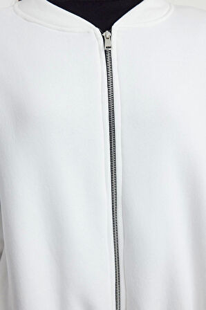 Oversize Bisiklet Yaka Düşük Kol Uzun Fermuarlı Geniş Kalıp Kalın İçi Polarlı Örme Sweatshirt