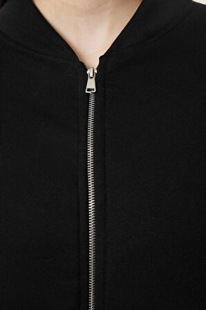 Oversize Bisiklet Yaka Düşük Kol Uzun Fermuarlı Geniş Kalıp Kalın İçi Polarlı Örme Sweatshirt