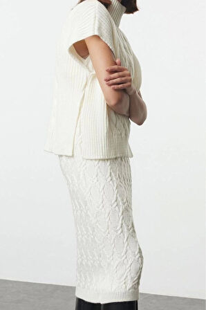 Moda Stil Regular Dik Yaka Regular Boy Triko Yumuşak Dokulu Süveter-Elbise Takım