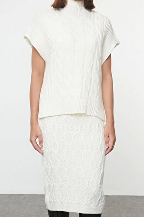 Moda Stil Regular Dik Yaka Regular Boy Triko Yumuşak Dokulu Süveter-Elbise Takım