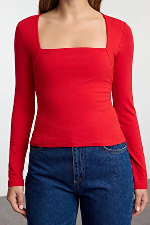 Stil Kadın Büzgü Drape Detaylı Vücuda Oturan Bluz Regular Örme Slim Kalıp