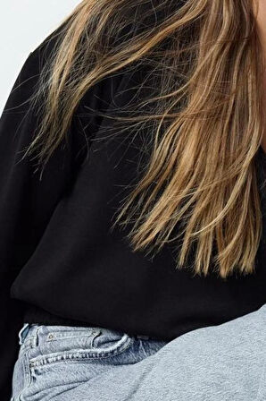 Tarz Regular Kapüşonlu Düşük Kol Regular Normal Kalıp Esnek Örme Sweatshirt