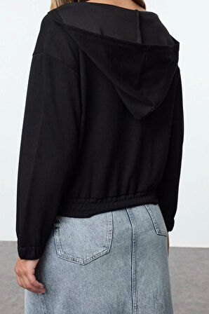 Tarz Regular Kapüşonlu Düşük Kol Regular Normal Kalıp Esnek Örme Sweatshirt