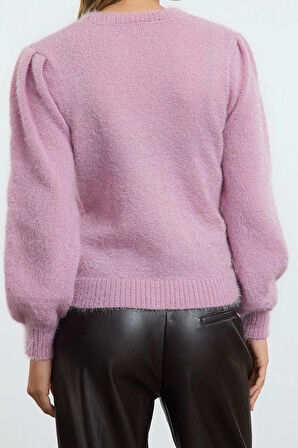 Stil Modern Kadın Regular Standart Kol Bisiklet Yaka Tüylü Çiçek İşlemeli Triko Kazak