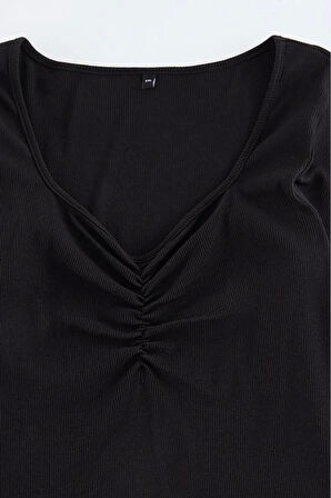 Stil Kadın Kaşkorse Bluz Regular Örme Fitted Kalıp Büyük Beden