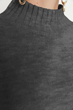 Stil Modern Kadın Regular Reglan Kol Dik Yaka Geniş Kalıp Yumuşak Dokulu Basic Triko Kazak