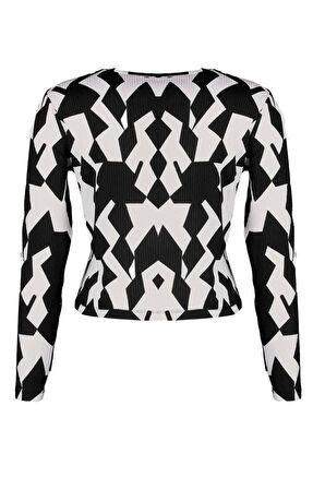 Moda Büyük Beden Bisiklet Yaka Örme Fit Düz Desen Casual Günlük Regular Uzun Kol Bluz