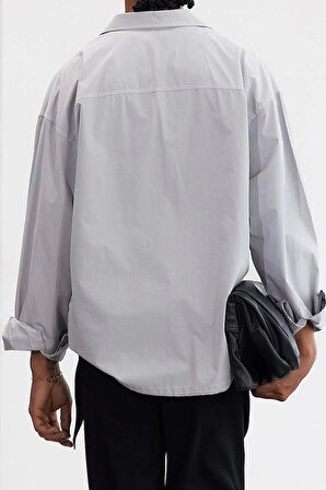 Şık Düz Desen Gömlek Yaka Limited Edition Oversize Fit Etek Ucu Stoperli Soft Touch Gömlek