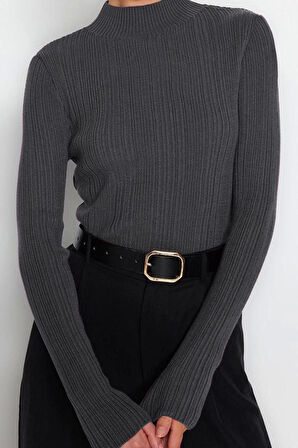 Stil Modern Kadın Regular Standart Kol Dik Yaka Triko Kazak