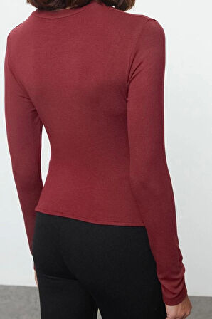 Stil Kadın Kruvaze Büzgü Drape Detaylı Vücuda Oturan Bluz Regular Örme Slim Kalıp Düşük Kol