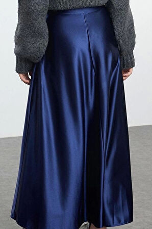 Modern Tarz Astarsız Örme Midi Boy A Line Çan Kesim Midi Etek