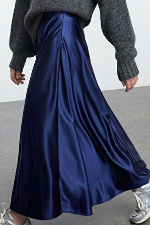 Modern Tarz Astarsız Örme Midi Boy A Line Çan Kesim Midi Etek