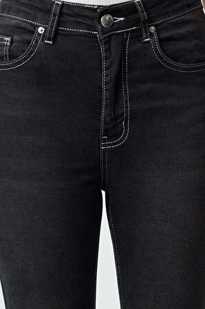 Stil Kadın Moda Denim Kot Pantolon Uzun Boru Paça Mavi Yüksek Bel Skinny Jeans