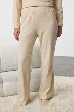 Tarz Rahat Uzun Kollu Boru Paça Kadın Yılbaşı Temalı Örme Pijama Takımı