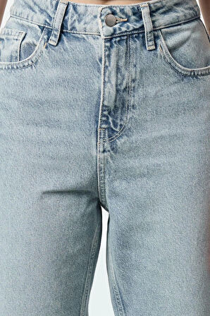 Stil Kadın Moda Denim Kot Pantolon Uzun Boru Paça Yüksek Bel Straight Jeans