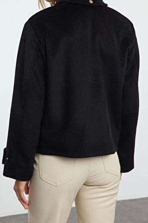 Tasarım Düz Astarlı Yaka Standart Oversize Gömlek Kadın Oversize Kaşe İnce Ceket Mont