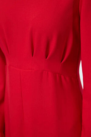 Moda Stil Fitted Bisiklet Yaka Maxi Boy Tesettür Dokuma Elbise