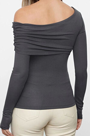 Stil Kadın Fitted Vücuda Oturan Esnek Bluz Regular Örme Slim Kalıp