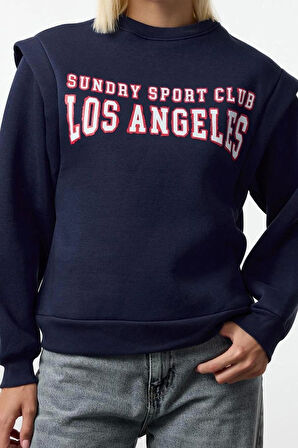 Tarz Regular Bisiklet Yaka Düşük Kol Regular Geniş Kalıp Kalın İçi Polarlı Örme Sweatshirt