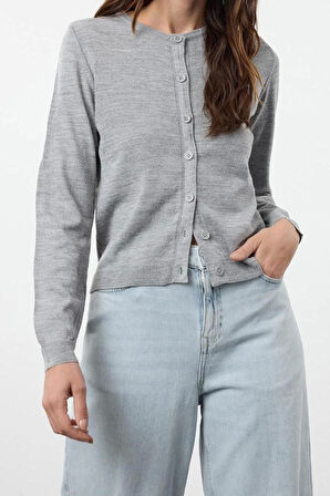 Kadın Modern Tarz Regular Bisiklet Yaka Regular Triko Hırka