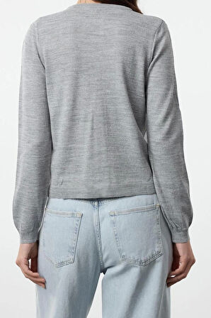 Kadın Modern Tarz Regular Bisiklet Yaka Regular Triko Hırka