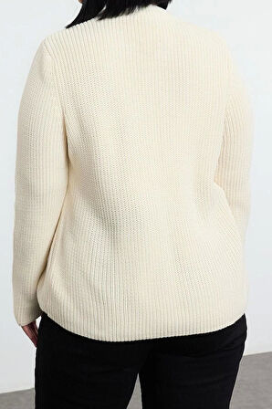 Kadın Modern Tarz Büyük Beden Regular Bisiklet Yaka Regular Triko Hırka