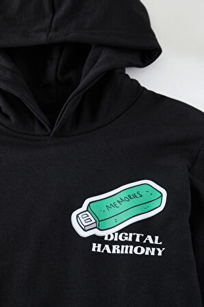 Unisex Tarz Regular Kapüşonlu Standart Kol Standart Gri Normal Kesim Sıcak Tutan Baskılı Sweatshirt