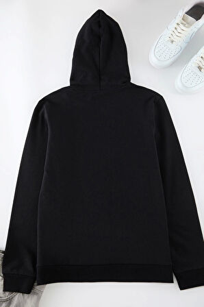 Unisex Tarz Regular Kapüşonlu Standart Kol Standart Gri Normal Kesim Sıcak Tutan Baskılı Sweatshirt