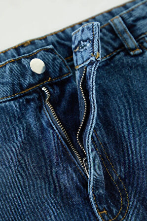 Modern Tarz Büyük Beden Astarsız Denim Midi Boy Yüksek Bel Yırtmaçlı Denim Etek