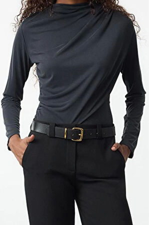 Stil Kadın Care Collection %100 Modal Kumaş Drape Büzgü Detaylı Bluz Regular Örme Regular Kalıp
