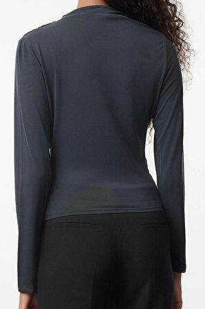 Stil Kadın Care Collection %100 Modal Kumaş Drape Büzgü Detaylı Bluz Regular Örme Regular Kalıp