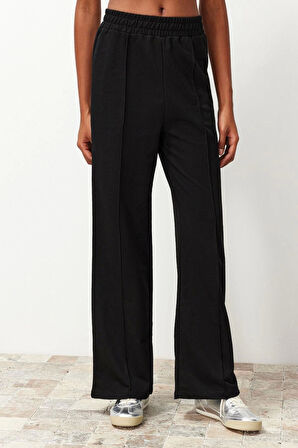 Tarz Kadın Normal Bel Boru Paça Fermuarlı Dik Yaka Örme Sweatshirt Pantolon Alt-Üst Takım