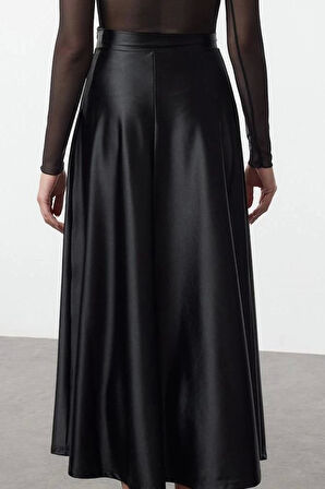 Modern Tarz Astarsız Örme Midi Boy A Line Çan Kesim Midi Etek