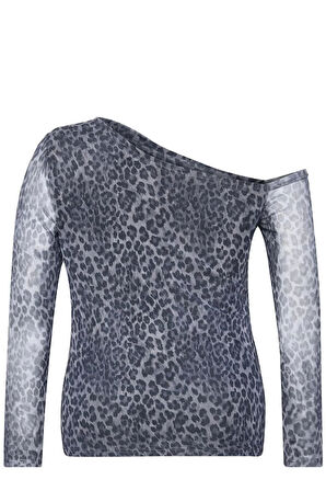 Stil Kadın Tül Astarlı Bluz Regular Örme Slim Kalıp Büyük Beden