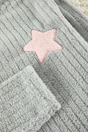 Tarz Rahat Uzun Kollu Boru Paça Yıldız Nakışlı Çizgili Kışlık Wellsoft Örme Pijama Takımı