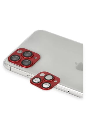Apple iPhone 11 Pro Max Pers Alüminyum Kamera Lens - Kırmızı