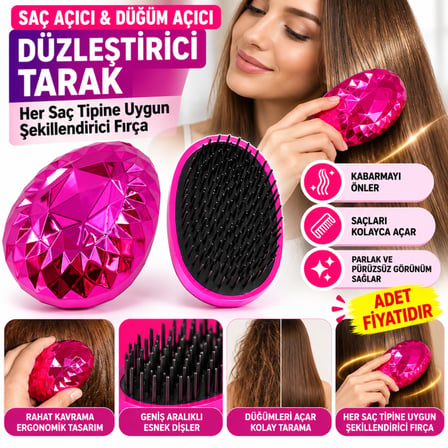 Neon Pembe Düzleştirici Tarak Geniş AralıklıHer Saç Tipine Uygun Fırçalı Saç Düzleştirici(adet fiyatıdır)